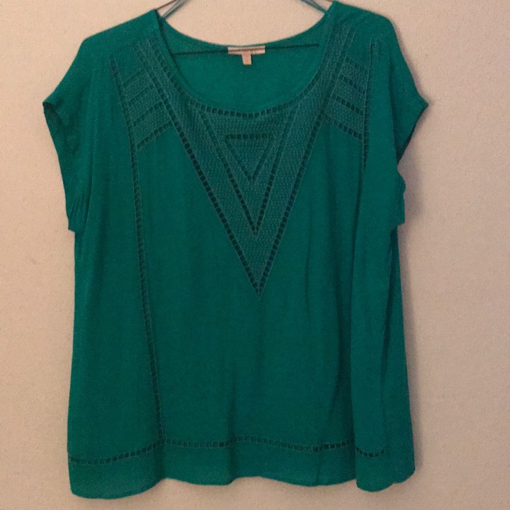 Skies Are Blue Emerald Green Blouse Size XL